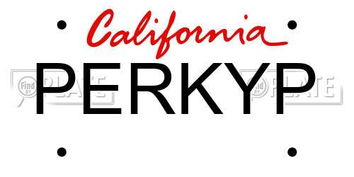 PERKYP California License Plate