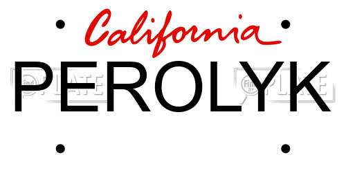 PEROLYK California License Plate