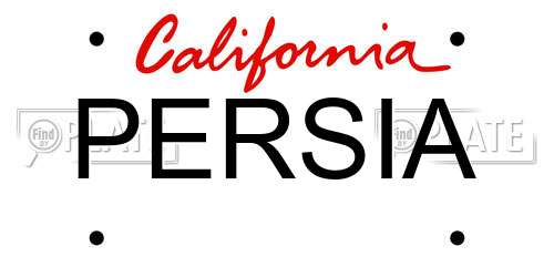 PERSIA California License Plate