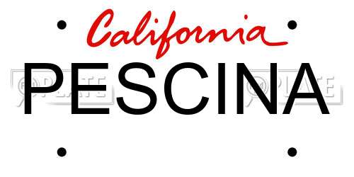 PESCINA California License Plate