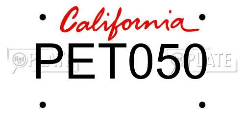 PET050 California License Plate