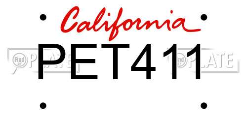 PET411 California License Plate