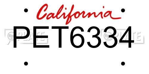 PET6334 California License Plate