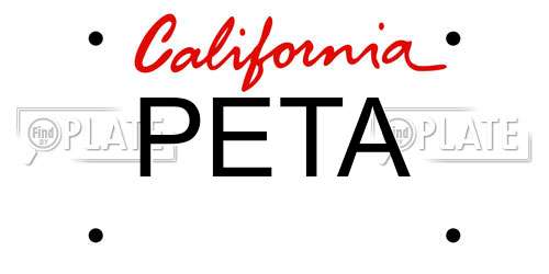 PETA California License Plate