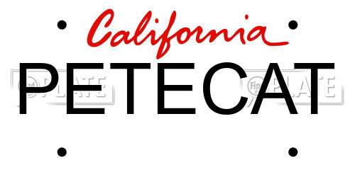 PETECAT California License Plate