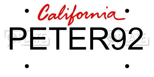 PETER92 California License Plate