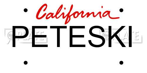 PETESKI California License Plate