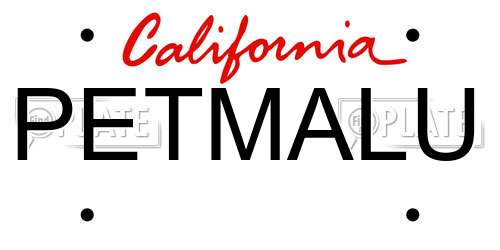 PETMALU California License Plate