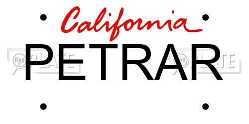 PETRAR California License Plate