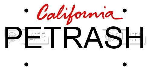 PETRASH California License Plate