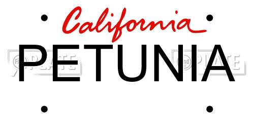 PETUNIA California License Plate
