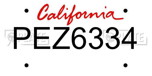 PEZ6334 California License Plate