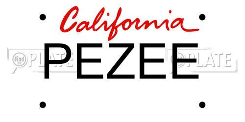 PEZEE California License Plate