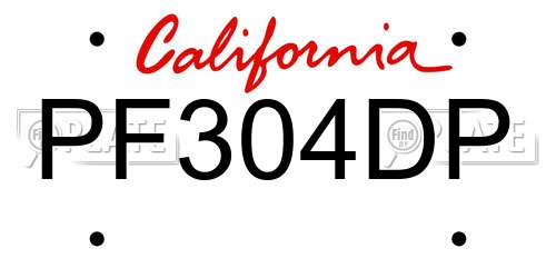 PF304DP California License Plate