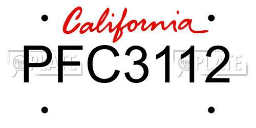 PFC3112 California License Plate