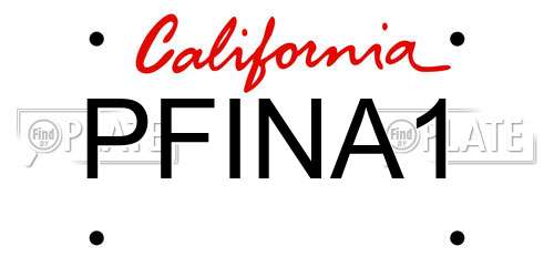 PFINA1 California License Plate