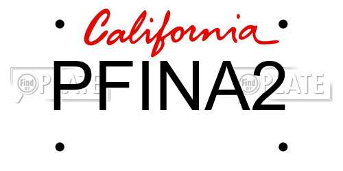 PFINA2 California License Plate