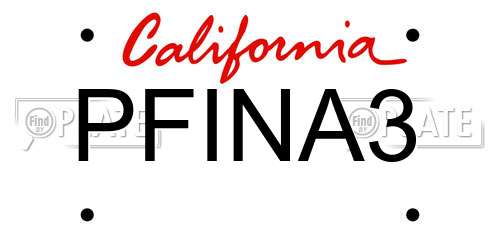 PFINA3 California License Plate