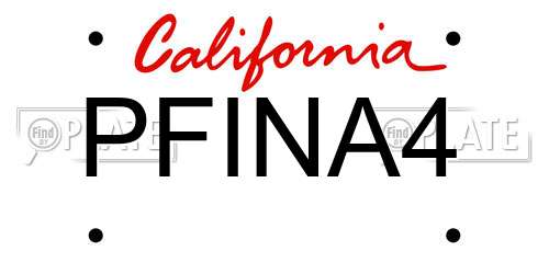 PFINA4 California License Plate