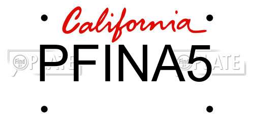PFINA5 California License Plate