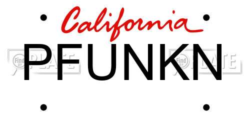 PFUNKN California License Plate