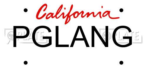 PGLANG California License Plate