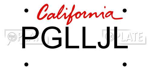 PGLLJL California License Plate