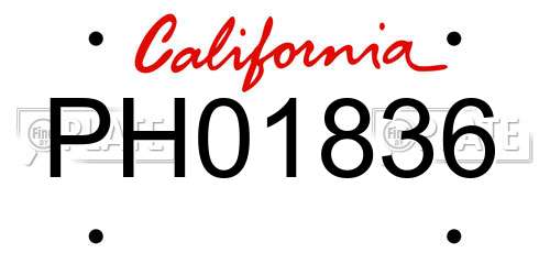 PH01836 California License Plate