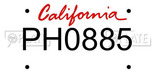 PH0885 California License Plate