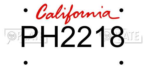 PH2218 California License Plate