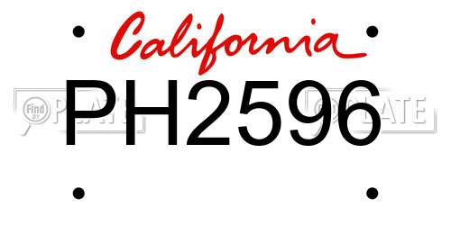 PH2596 California License Plate