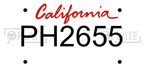 PH2655 California License Plate