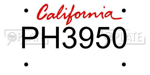 PH3950 California License Plate