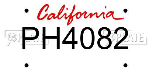 PH4082 California License Plate