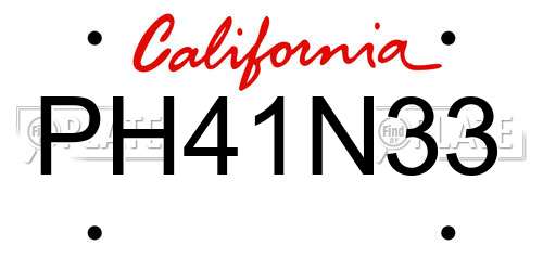 PH41N33 California License Plate