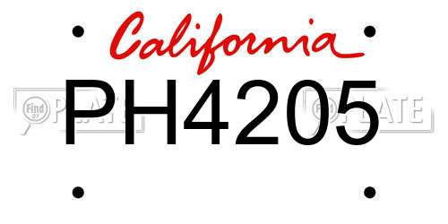 PH4205 California License Plate