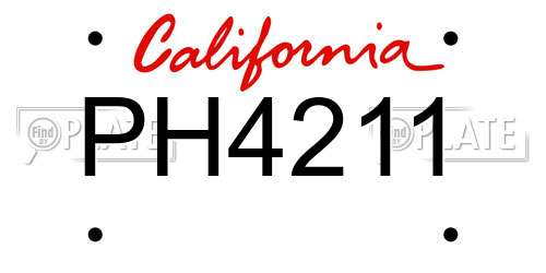 PH4211 California License Plate