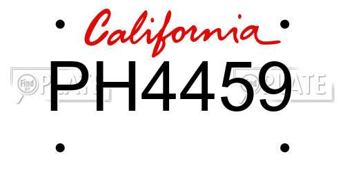 PH4459 California License Plate