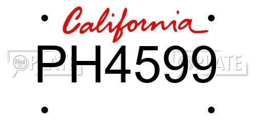 PH4599 California License Plate
