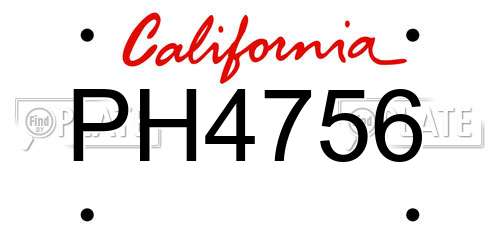 PH4756 California License Plate