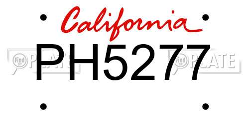 PH5277 California License Plate