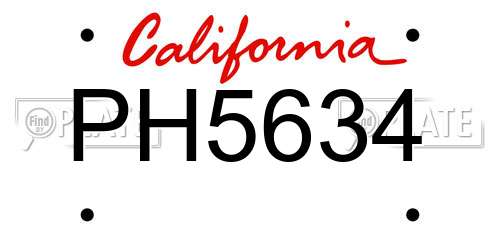 PH5634 California License Plate