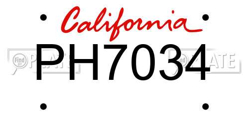 PH7034 California License Plate