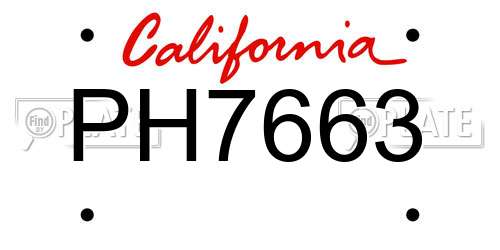 PH7663 California License Plate