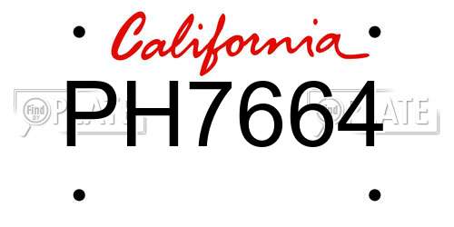 PH7664 California License Plate