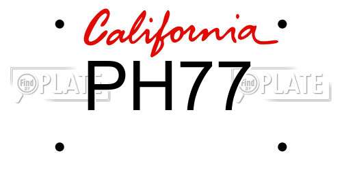 PH77 California License Plate