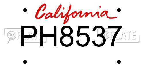 PH8537 California License Plate