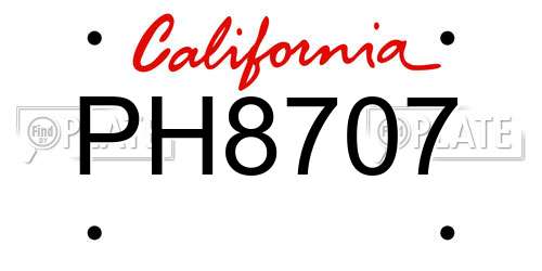 PH8707 California License Plate