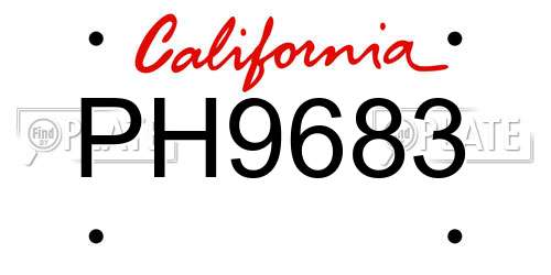 PH9683 California License Plate