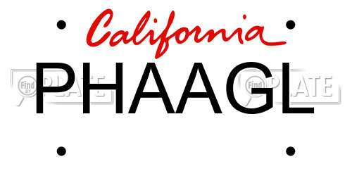 PHAAGL California License Plate